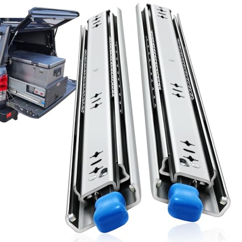 VAGUDE Schwerlastauszug mit Verriegelung Schubladenschienen 53 mm Breite für Seitenmontage Vollauszug Kugellagerung Hohe Belastbarkeit 93-120 kg Tragkraft (mit Verriegelung 300 mm)