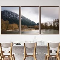 3 Piece Framed Canvas Wall Art Lake Landscape Canvas Prints Home Artwork Decoration for Living Room,Bedroom - 16