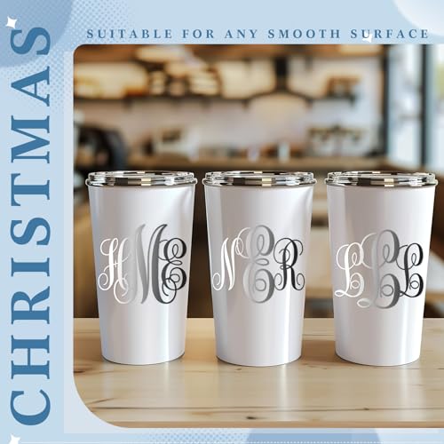 Image of Fullhawl 8 Sheets UV Dtf Cup Wrap Waterproof Split Initial Letters Stickers Custom Vinyl Lettering Alphabet Stickers Personalized Vinyl Name Decals for Tumbler Notebooks Cup Laptop DIY Crafts(Silver)