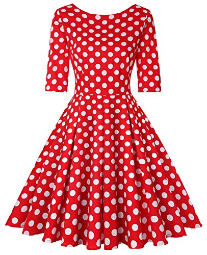 Image of MINTLIMIT Women's 1950s Retro Vintage Cocktail Party 3 /4 Sleeve Swing Dress