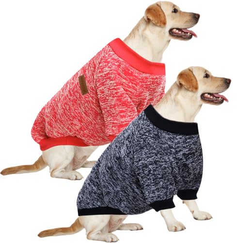HuaLiSiJi 5XL Dog Hoodies for Large Dogs Fleece Inside Soft Cozy Vibrant Colors, Easy On/Off (Red+Navy Blue, 5XL) - Image 2