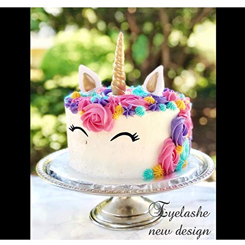 Gmakceder Unicorn Cake Topper ,Reusable Unicorn Horn, Ears And Eyelashes Party Cake Decoration Value Set For Baby Shower, Birthday Party (6Inch/New Eyelashes) #TOP3