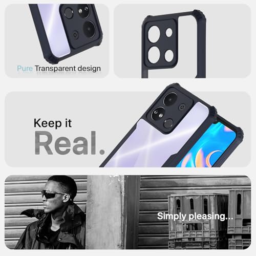 Image of Pikkme itel A04 Back Cover | Crystal Clear Transparent Back | Ultra Hyrbid | Full Camera Protection | Raised Edge | Bumper Back Case (Blue)
