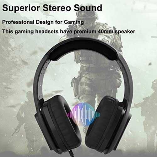 Maegoo Cuffie Gaming PS4 PC Xbox One, Over Ear Cuffie da Gaming con Microfono Luce LED Cancellazione del Rumore da 3,5 mm Stereo Cuffie per PC PS4 Xbox One Nintendo Switch Laptop Tablet Mac Telefono