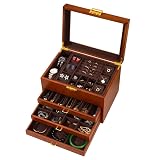 LIBOLXSP 4-Layer Black Walnut Wooden Box
