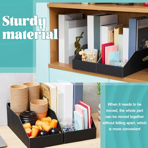 Image of Fuyoooo 30 Pack 12 x 6 x 4. 5 Inches Cardboard Storage Bins Open Top Bin Boxes Corrugated Shelf Organizer Bins for Pantry, Parts, Garage, Snacks, Bottles, Cans or Warehouse Home Cubby, Black