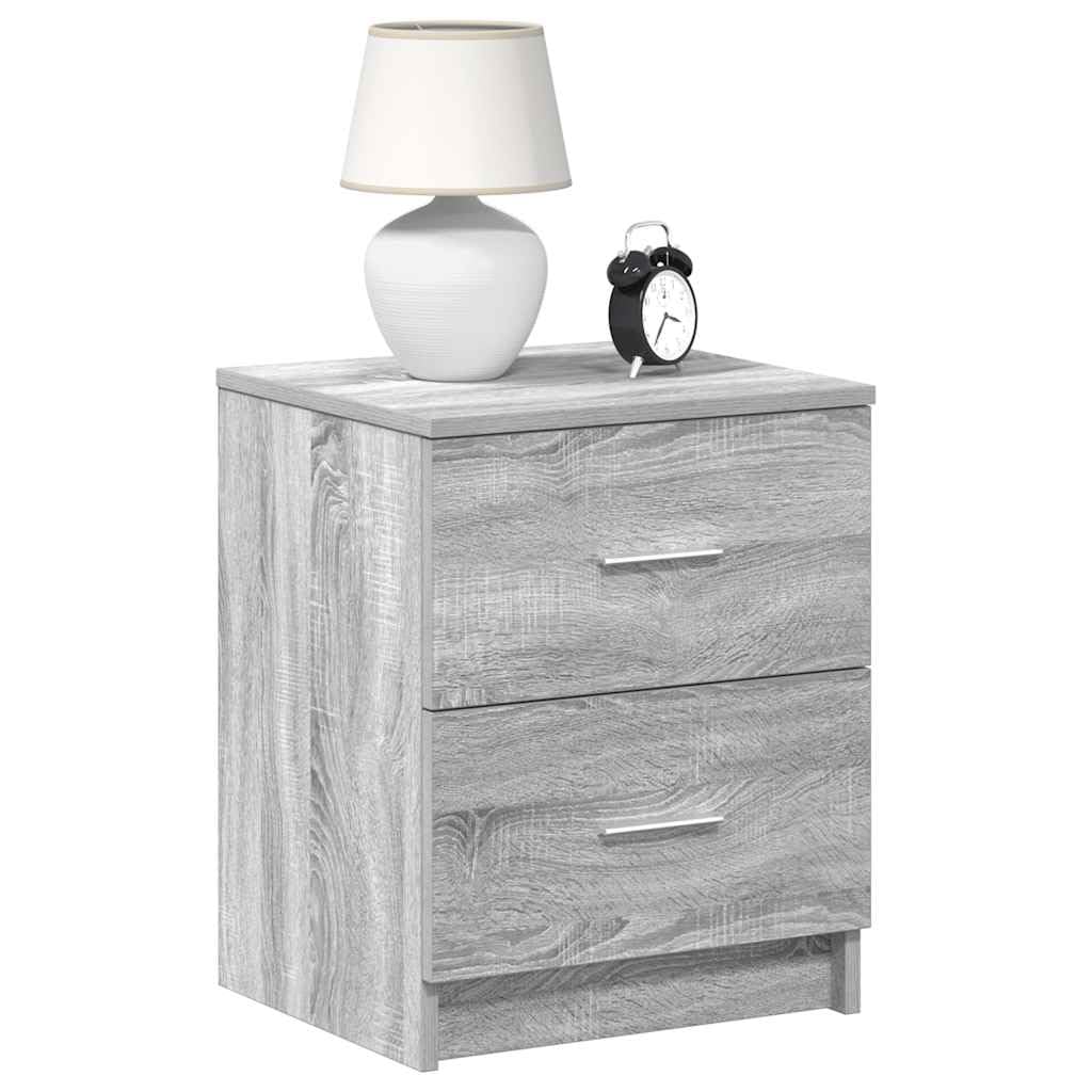 SXZenSpace 858796 Bedside Cabinets 2 pcs with Drawers Grey Sonoma 40x36x50 cm Tables Cabinet Side End Table Nightstand Storage Organizer Home Stand for Bedroom