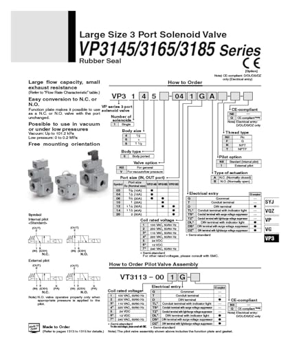 Électrovanne VP3185-203GA 3 ports pour éliminer les pertes de pression pneumatique
