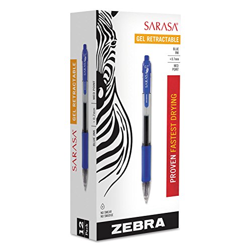 Bolígrafo retráctil gel Zebra Sarasa azul medio docena miniatura 2