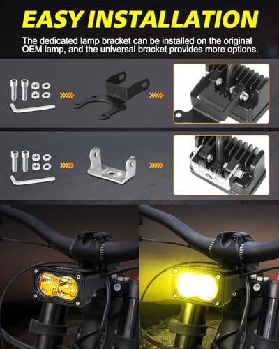 Image of Headlight Kit for Sur-Ron Segway X260 3 inch Yellow Combo CREE LED Pod