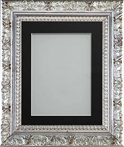 Frame Company Cavendish Silver Ornate 40x30inch Frame With Black Mount For Image 36x24inch *Choice of Sizes and Colours* Fitted with Perspex