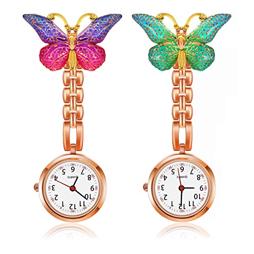 Xinjieda Montre gousset à quartz pour infirmières avec broche et clip de broche, 2 couleurs., Classique