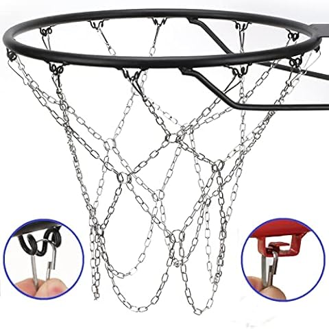 Dakzhou Basketball Net, Stainless Steel Braided Chain Heavy Duty, Standard Basketball Net (12 Links), Quick Installation. Suitable for Indoor and Outdoor Climates Cover