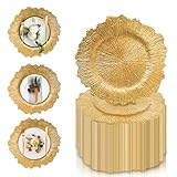 PROY 100 Pcs Gold Charger Plates Bulk, 13