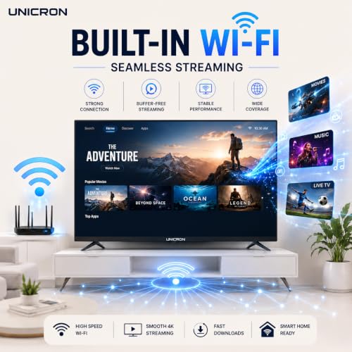 Image of UNICRON TE 32 Inch Android Smart TV, HD Ready LED Television with WiFi, 30W Sound with in Built Speaker & IPS Bright Display, Apps Compatible (Netflix, Prime)