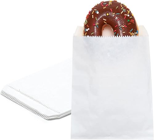 Miniatura 2 de Paquete de 100 bolsas de papel kraft blancas de 4 x 6 pulgadas para panadería, galletas, golosinas, aperitivos, sándwiches, palomitas de maíz, bolsa