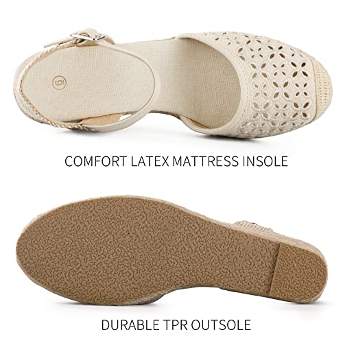 Qonetic Women's Closed Toe Platform Sandals Summer Buckle Ankle Strap Espadrilles Wedge Sandals #TOP3