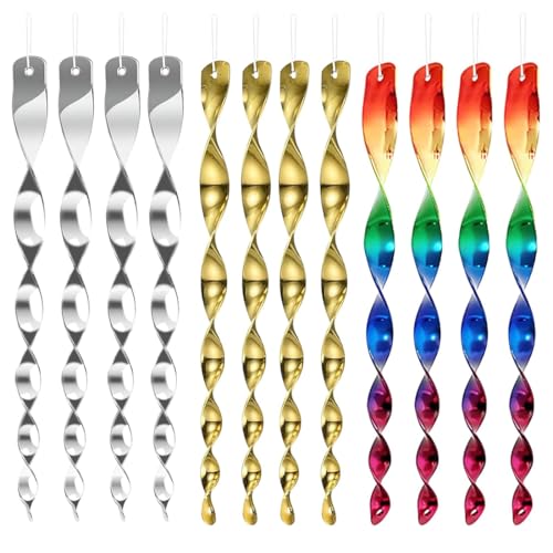 YIPFEN 12 Pcs Espantapájaros Exterior en Espiral Reflectante Ahuyentador de Palomas para Balcón y Jardín, Repelente Decorativo Resistente