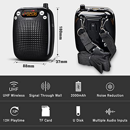 Voice Amplifier Wireless Microphone Headset, Shidu Pa Systems Mini Megaphone Speaker Mp3 Play 10W 2000Mah Portable Wearable Rechargeable Classroom, Meetings, Promotions And Outdoors #TOP3