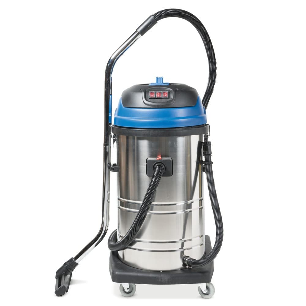 HEMMDAL Industriestaubsauger | 3.000 W | 80 Liter Fassungsvermögen | Nass-Trocken-Sauger mit 3 einzeln zuschaltbaren Saugmotoren | Kippfahrgestell | Zubehör für unterschiedliche Einsatzbereiche