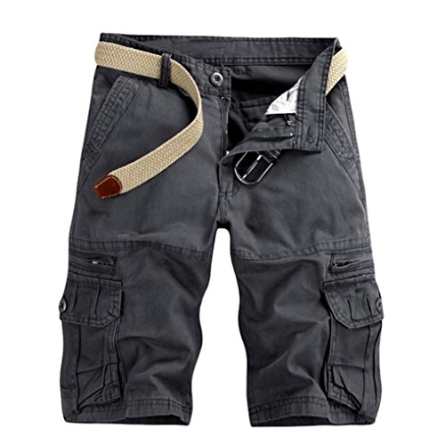 Homme Eté Cargo Shorts Pantacourt Vintage Shorts de Sport Outdoor Décontractés Shorts sans Ceinture Ba Zha Hei
