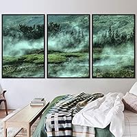 3 Piece Framed Canvas Wall Art Foggy Mountains Canvas Prints Home Artwork Decoration for Living Room,Bedroom - 16