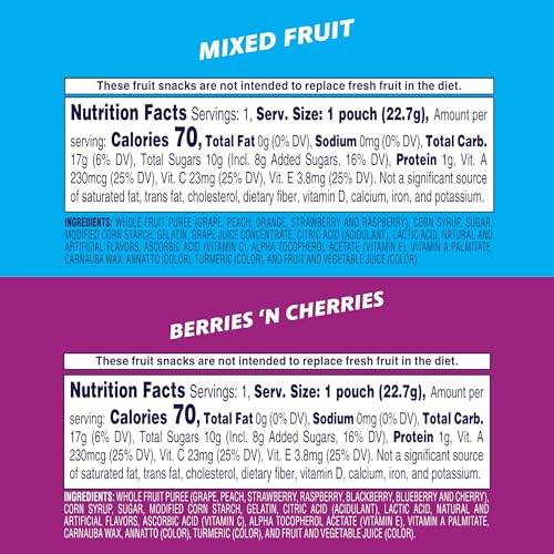 Image of Welch's Fruit Snacks, Mixed Fruit & Berries 'N Cherries Snack Box, Gluten Free, 0.8oz Snack Packs (Pack of 60)
