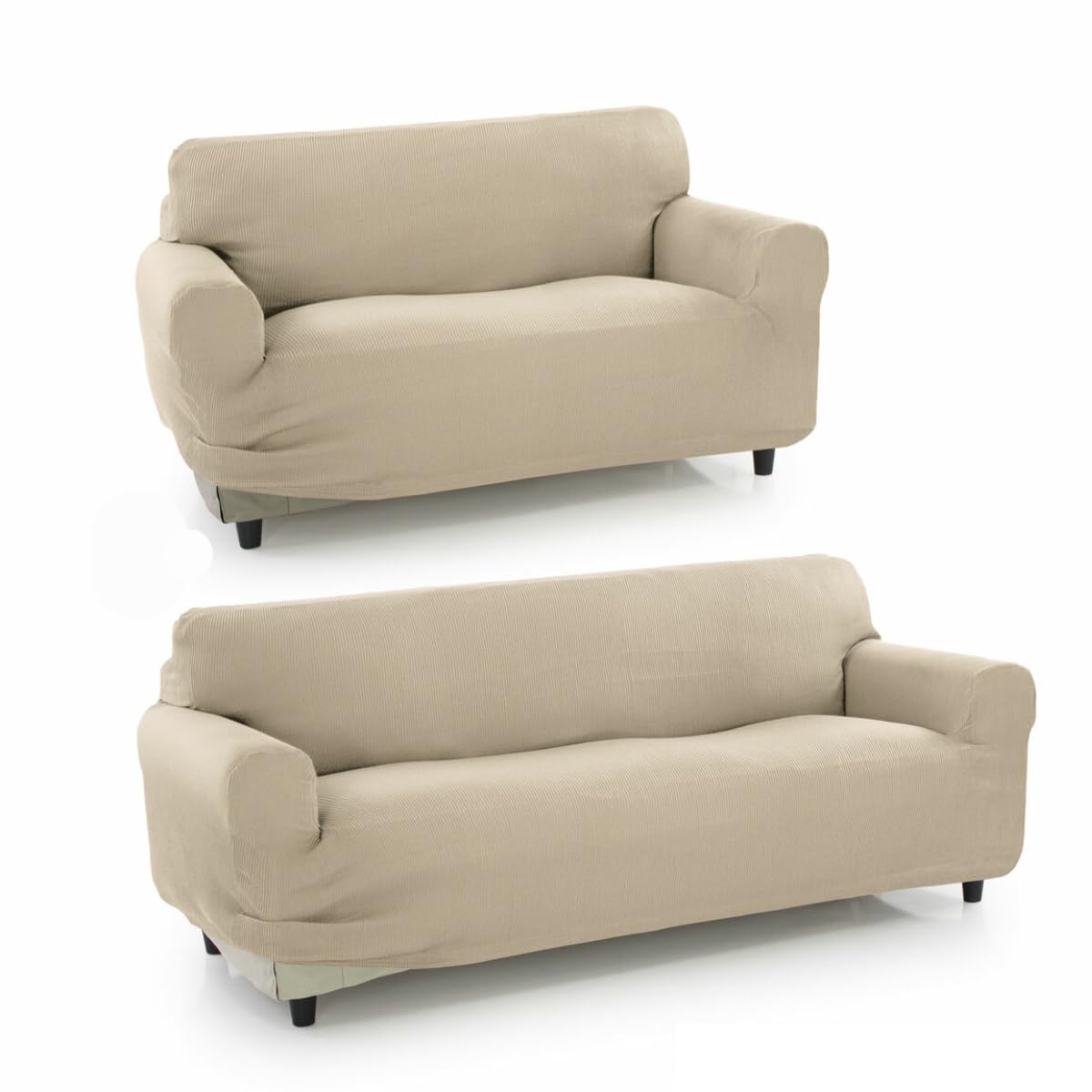 SOFAKOVER® Funda para sofá súper elástica, Pack x2 Funda para sofá 3 y 2 plazas, con diseño Exclusivo, Transpirable, cómoda y Duradera, Funda para sofá, fácil de Colocar. 2+3 Plazas. Color Beige