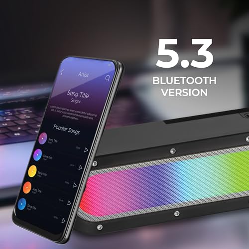 Image of RD SP-32 ColorPulse Wireless Soundbar Upto 9 Hours Playtime-1-2 Hrs Charging 10W Speaker 1500mAh Battery Capacity Supreme bass Bluetooth Sound bar Supports TF /SD Card /FM /USB /AUX 8 Gray