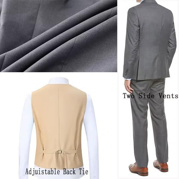 Suits for Men 3 Piece Slim Fit Prom Mens Suit 2 Button Solid Business Party Set Groomsmen Homecoming Suit Jacket Vest Pants3