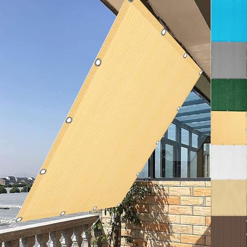 YANHONG Recinzione Copertura per Balcone Giardino 75 x 300 cm Recinzione Copertura Schermante per Balcone Privacy Resistente alle intemperie con Fascette e funi, Color Crema