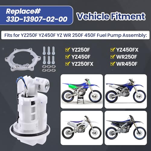 Image of 33D-13907-02-00 Fuel Pump Assembly Fits for Yamaha YZ250F YZ450F YZ250FX YZ450FX WR250F WR450F, Fuel Pump Replace 33D-13907-02-00, 33D139070200