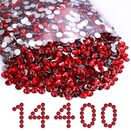 Image of Flatback Rhinestones Bulk, 14400PCS Siam Rhinestones for Clothes DIY Decoration Crafts, Siam, SS16, 3.8-4.0mm