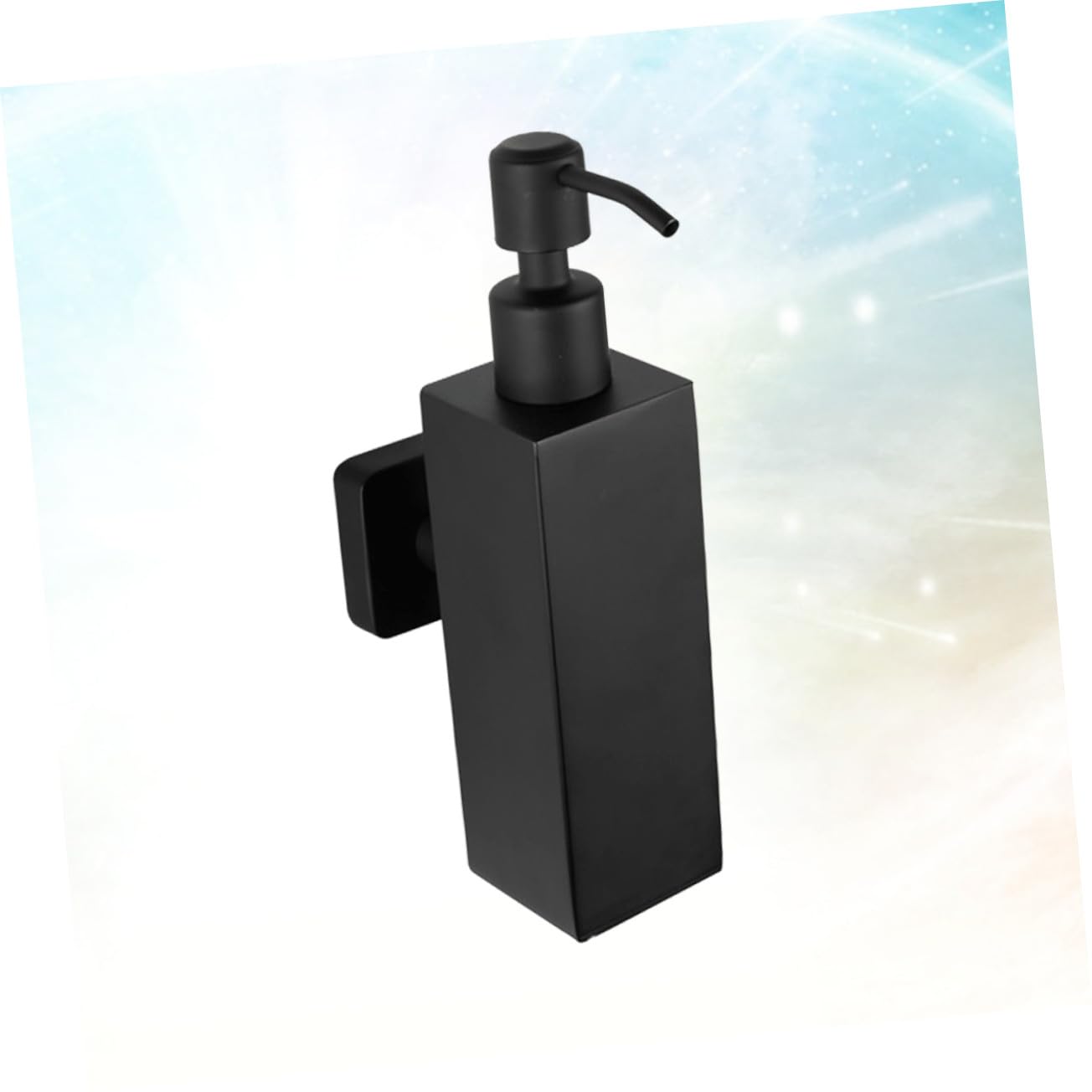 Dosatore per Sapone Liquido da Muro 200ml Acciaio Inox Nero | Quadrato, Ricaricabile e Antigoccia, per Cucina e Casa, Installazione Semplice