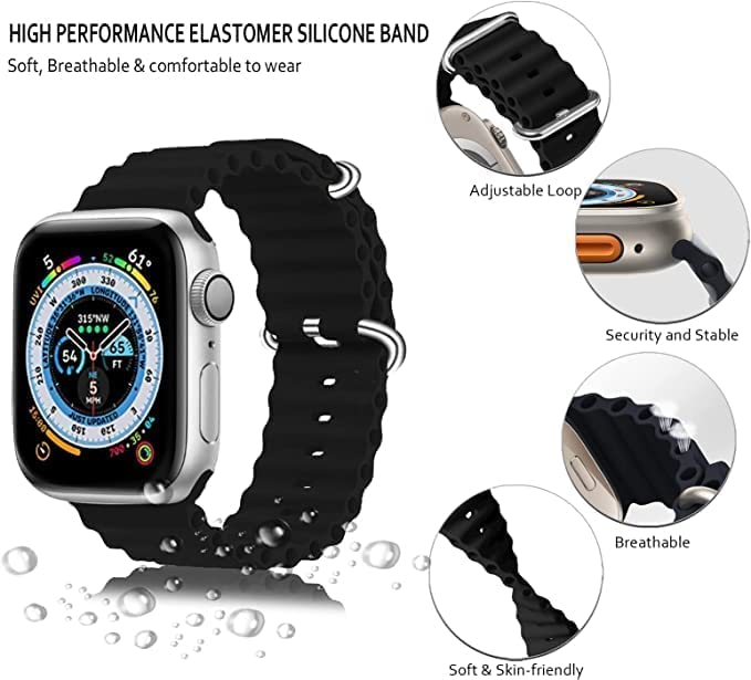 Image of MINX Smart Watch Strap Compatible for Apple Watch Band 38mm / 40mm / 41mm / 42mm / 44mm / 45mm / 49mm Series 9 /8 / 7 /6 / 5 /4 / 3 /2 / 1 SE Soft Silicone (Combo Packs)