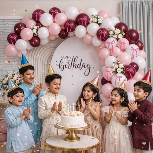 Image of Party Propz Pink & White and Maroon Balloons- 46pcs Balloons for Birthday, Birthday Balloon, Baby Shower, Bachelorette, Anniversary, Birthday Decoration Kit for Girls, Party Decorations Items(Latex)