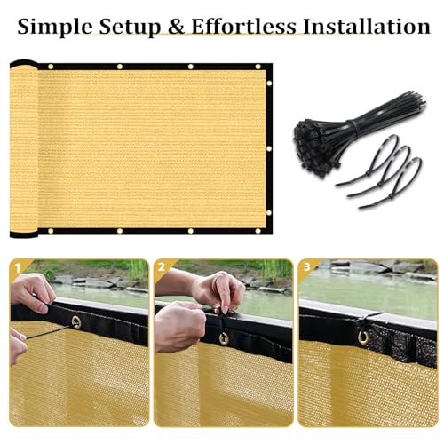 image for Shade&Beyond 6'x87' Sand Privacy Screen Fence Cover 170 GSM Fencing Me