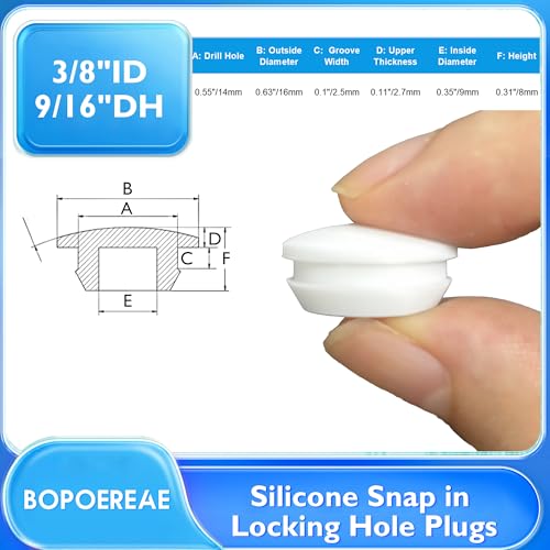 Image of 20 Pcs 14 mm Silicone Rubber Plugs Snap in Locking Hole Plugs for 14-15 mm (9 /16 inch-5 /8 inch) Round Holes, Flush Type Rubber Stoppers, Flexible Tube Pipe End Caps Covers, Waterproof Sealing Plugs, White