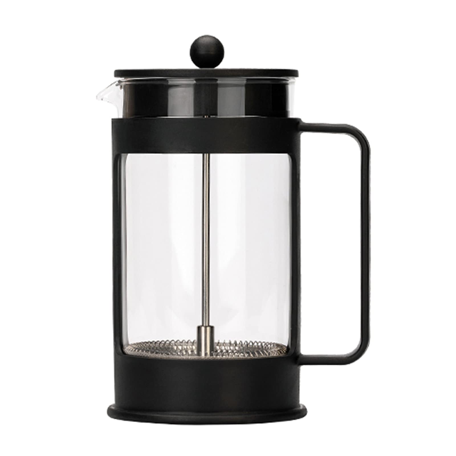 French Press ekspres do kawy z potrójnym filtrem ze stali nierdzewnej, prasa do kawy w kawiarni, żaroodporne szkło borokrzemowe, do filtra kawy, herbaty luźnej i spienionego mleka, czarny, 900 ml