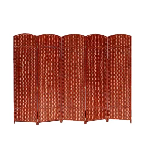 ショート折りたたみパーティションスクリーン、自立型ロースクリーン、手編み、リビングルーム、ダイニングルーム、寝室で使用可能(Color-1,100x40cm-5 piece)