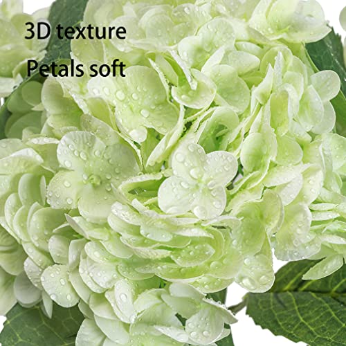 DUYONE 3PCS 21 inch Lifelike Artificial Hydrangea Large Real Touch Flowers Artificial Flowers Dry Flowers Outdoor Wedding Christmas Office Family Party Living Room Table Decoration (Light Green) - Image 3