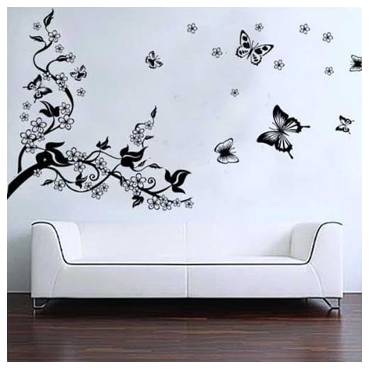 Pegatina romántica para decorar la pared, árbol y mariposas