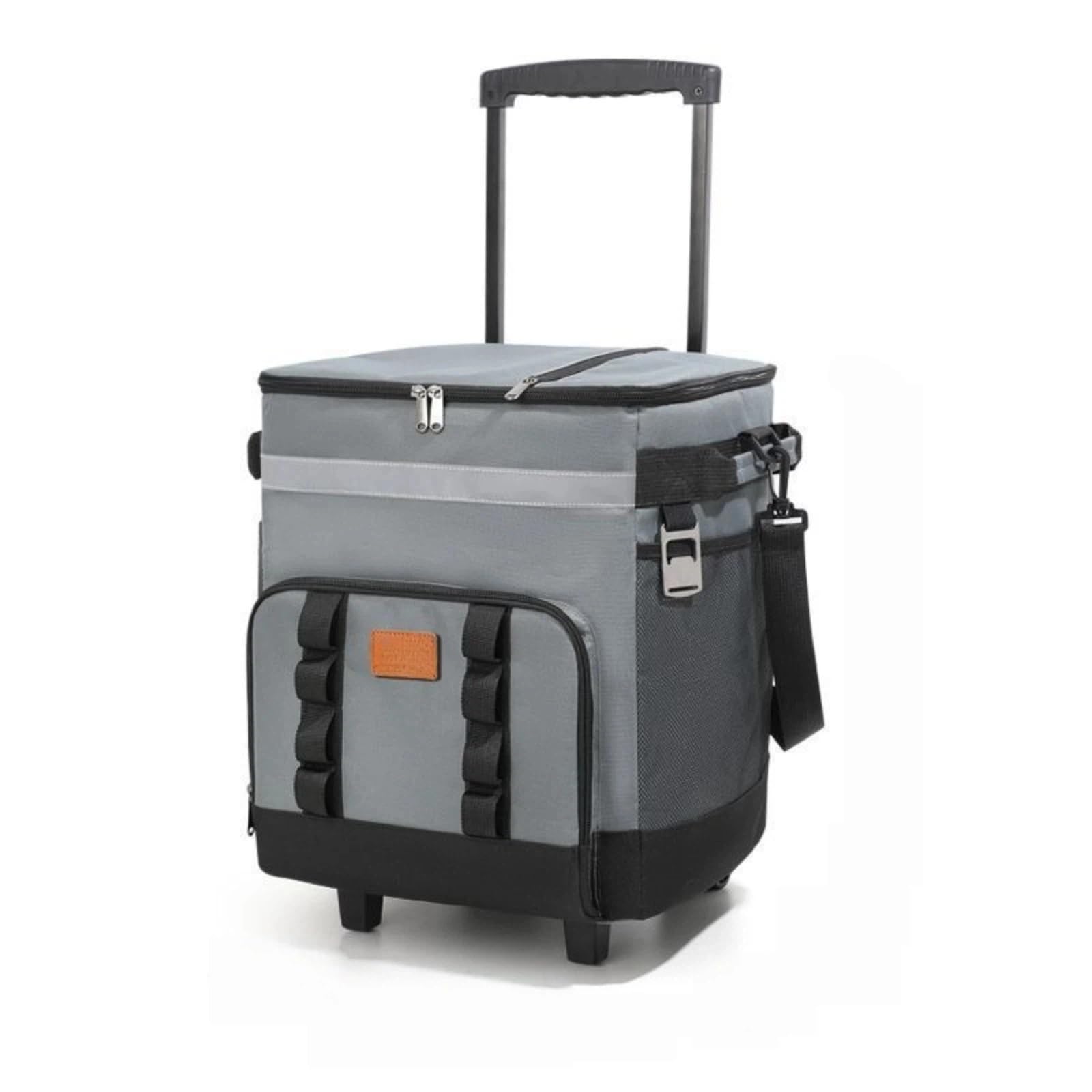 Glacière à roulettes, Isotherme en Tissu Oxford Souple et zippé de 35 L, capacité, avec roulettes et poignée, Portable Protection de Fraîcheur pour Plage Pique-Nique Voyage