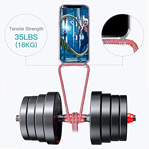 Caroki Crossbody Case For Iphone 13 Pro, Crossbody Phone Cover With Adjustable Nylon Neck Strap Clear Transparent Phone Case-Purple Rainbow #TOP1