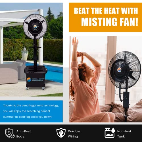 Cool-Off™ 10 Gallon water tank Tropic Breeze Portable Misting Fan with 90 Degree Oscillation (Midnight Black)