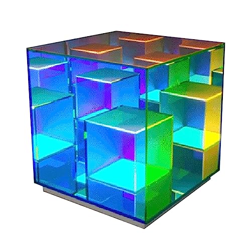 Effetto visivo 3D: la lampada cubo 3D con illuminazione colorata, riflette la doppia luce in vetro trasparente e entra in un magico effetto visivo 3-d e illuminazione, appositamente design e ingresso di alimentazione con sorgente luminosa morbida, adatta per la decorazione della tua casa moderna.