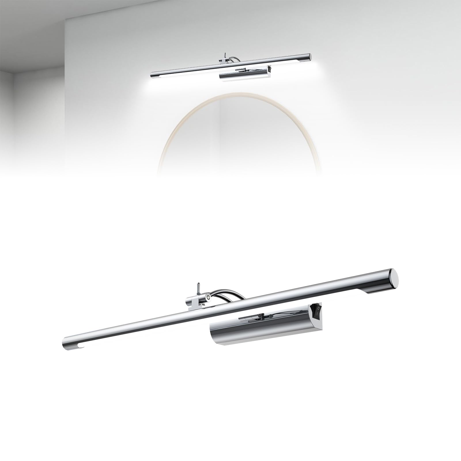 ACXIN LED Spiegellampe Badezimmer 15W 55cm Edelstahl Kaltweiß 6000K 1050LM, Spiegelleuchte IP44 mit Schalter, Schminklicht Badlampe Wandleuchte für Spiegelbeleuchtung