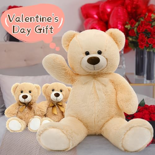 Image of MorisMos Giant Teddy Bears with Babies, 36inch Large Mommy Bear with 2 Babies Stuffed Animals for Baby Shower, Big Bear Plush