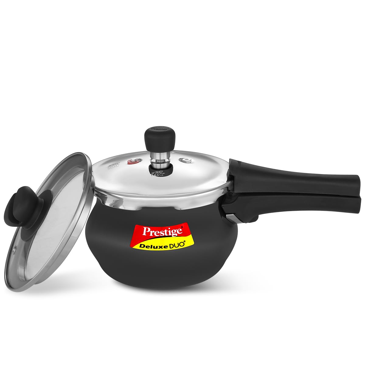 Prestige Deluxe Duo Plus Induction Base Aluminium Outer Lid Pressure Cooker (2 Litres, Black)