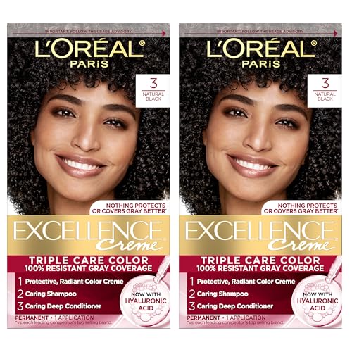 L'Oreal Paris Excellence Crème Permanent Hair Dye, Triple Care Hair Color with Hyaluronic Acid for...